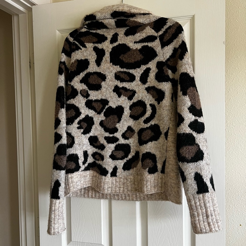 Cheetah Print Cowl Neck Sweater